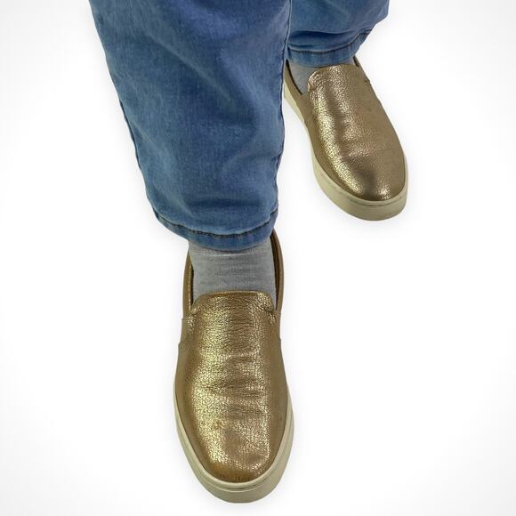 FRYE Ivy Slip On Metallic Gold Leather Sneakers - Picture 5 of 12